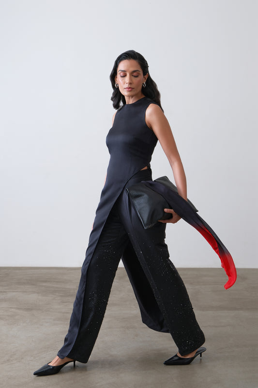 charcoal asymmetric silk top