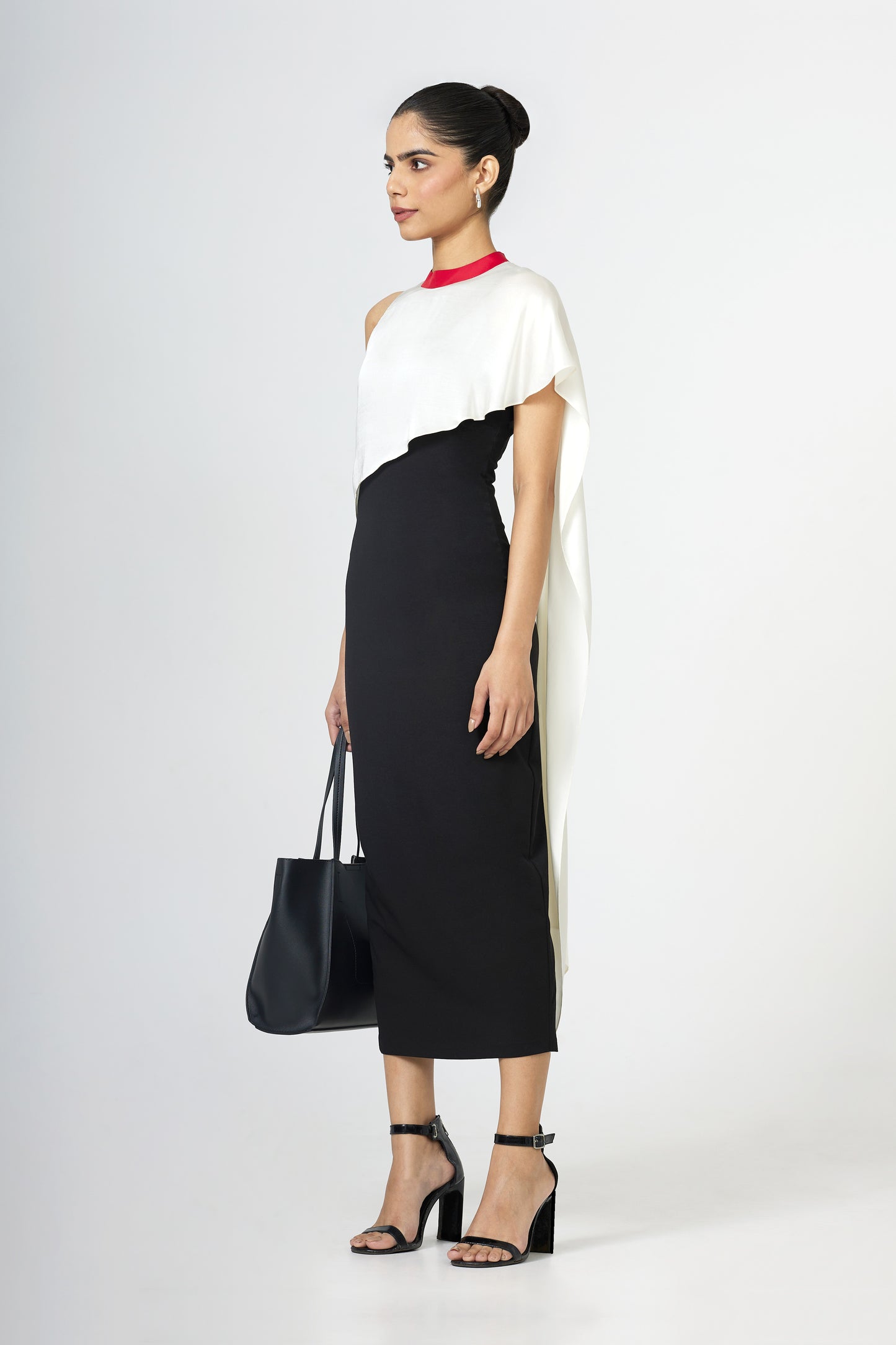 black jersey cape dress