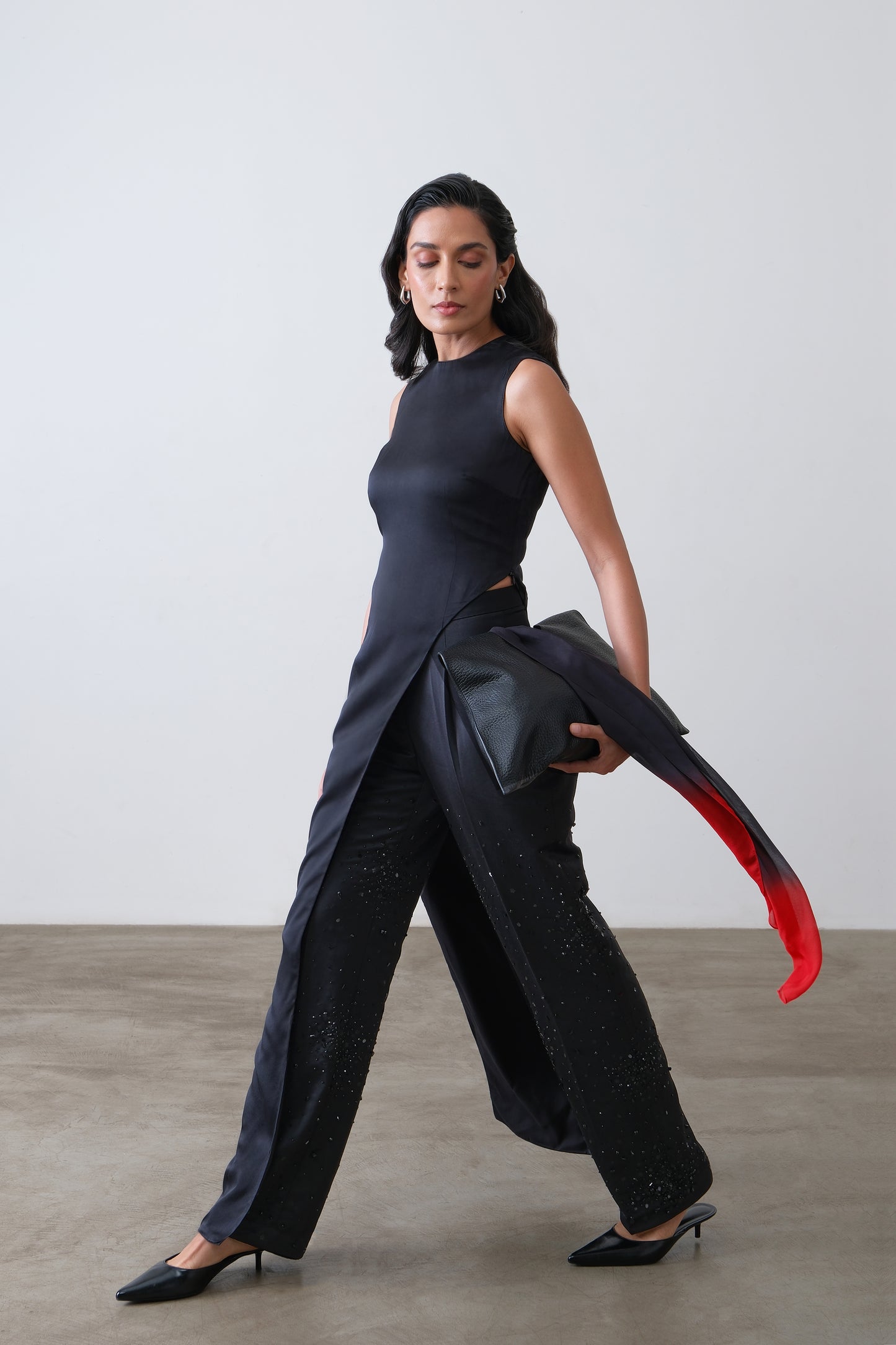 charcoal asymmetric silk top