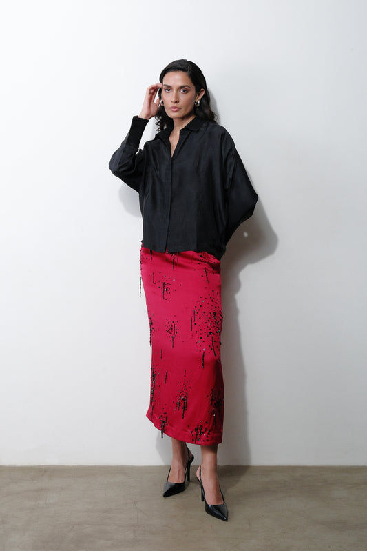 black silk shirt