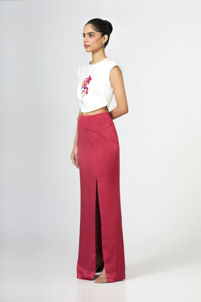 ivory lily silk crop top