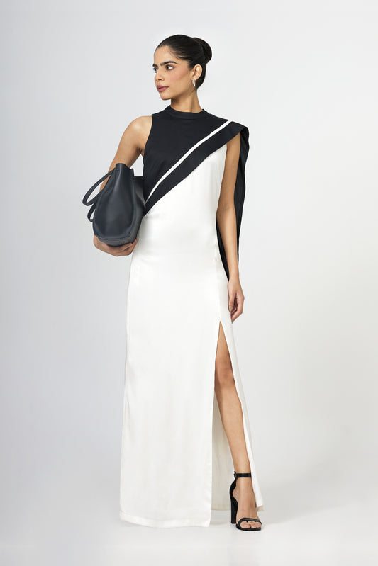 ivory silk cape dress
