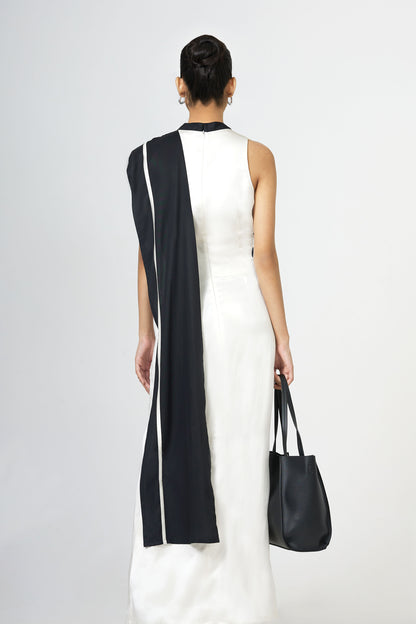 ivory silk cape dress