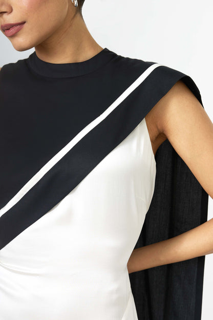 ivory silk cape dress